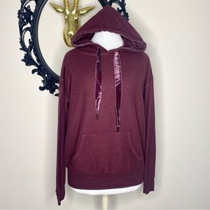 Others Follow Wine Maroon Colored Fuzzy Long Sleeve Sweatshirt Hoodie